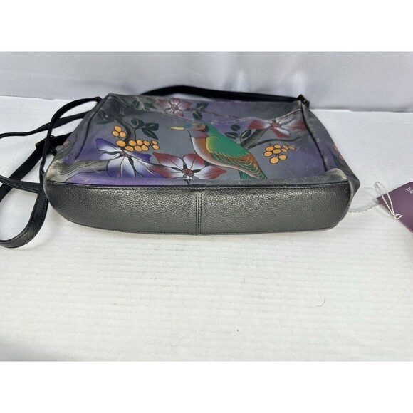 Anuschka Hand-Painted Leather Medium Cross Body Bag Bird On a Branch - Picture 12 of 12